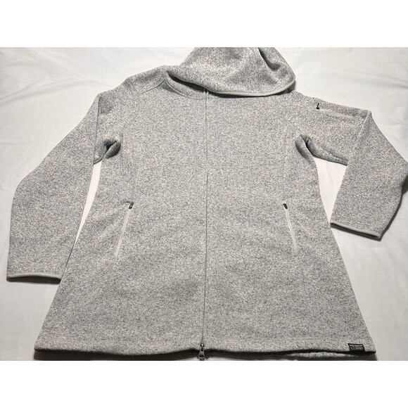 LL Bean Sweater Jacket Womens XL Grey Full Zip Hooded Fleece Hood Outdoor 290303 - Picture 1 of 11